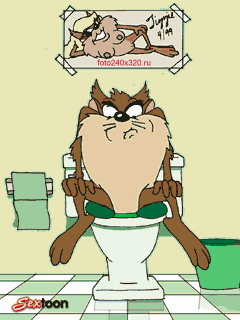 Скачать анимацию Тасманский дьявол в туалете