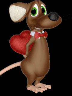 анимация Мышонок с сердечком