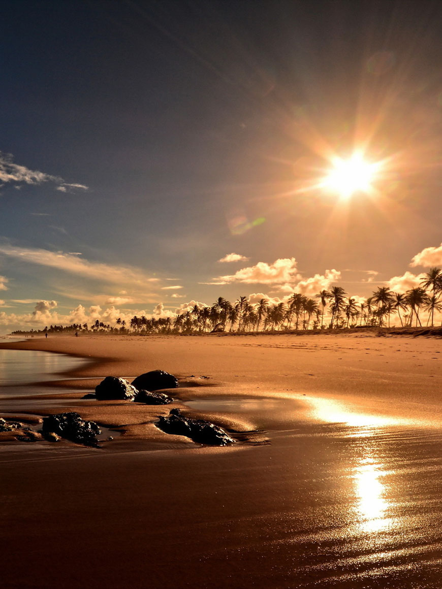 Скачать картинку Закат на золотистом пляже