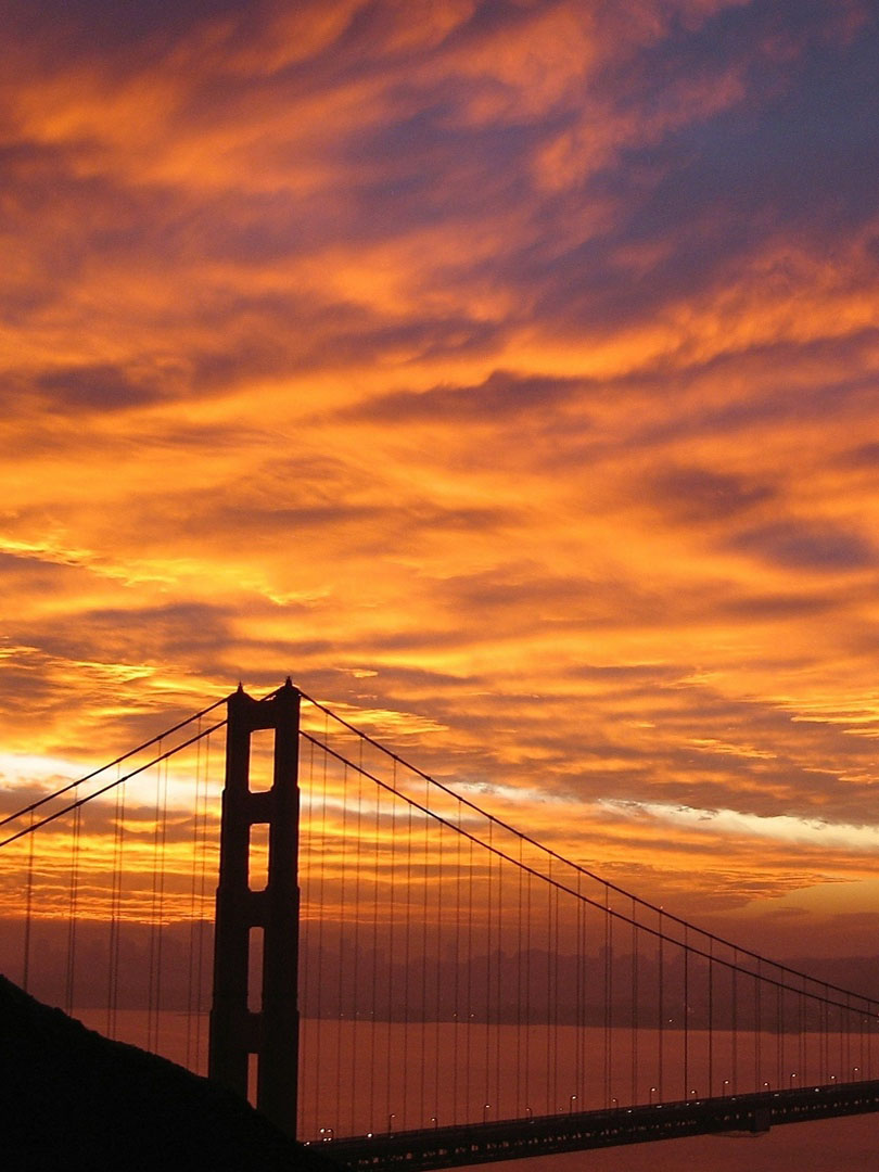 Скачать картинку Транспортный мост на закате