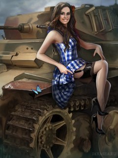 Девушка, чулки, танк