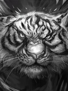 Арт агрессивный тигр