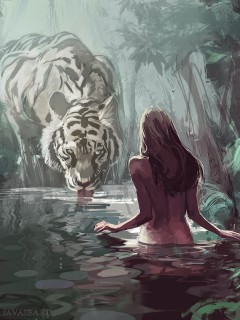 Неожиданная встреча девушки с тигром