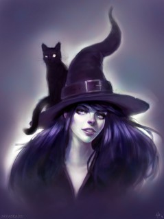 Ведьма с котом на шляпе