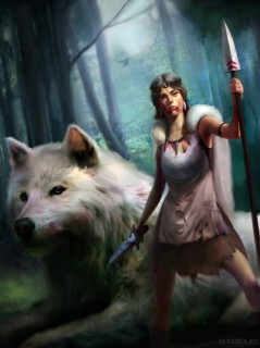 Дикарка и огромный белый волк