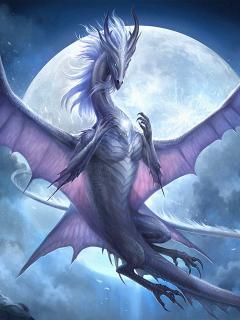 Волшебный дракон на фоне Луны