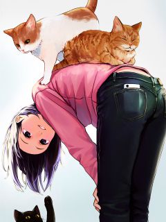 Арт. Девочка и коты
