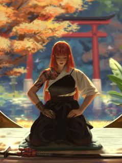 Рыжая девушка - самурай