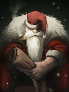 Хмурый Дед Мороз с трубкой