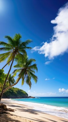 Карибский пляж с пальмами