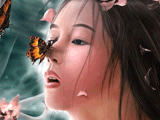 Японочка и бабочка на носу