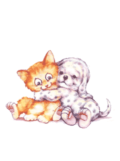 Щенок, обнимающий котёнка