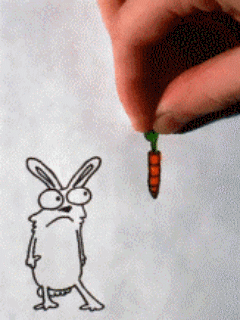 Дразнилка: Заяц и морковь (рисунок)