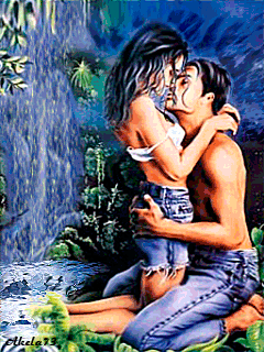Влюбленные у водопада