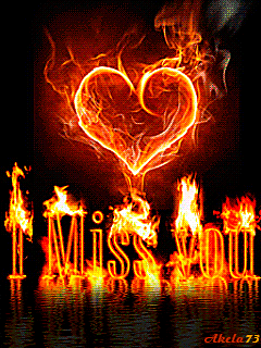 I miss you (пламенная надпись и сердце)