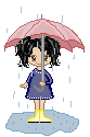 Скачать анимацию Девочка с зонтиком под дождем