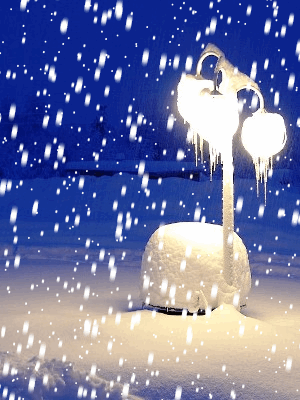 Снежная ночь и фонарь