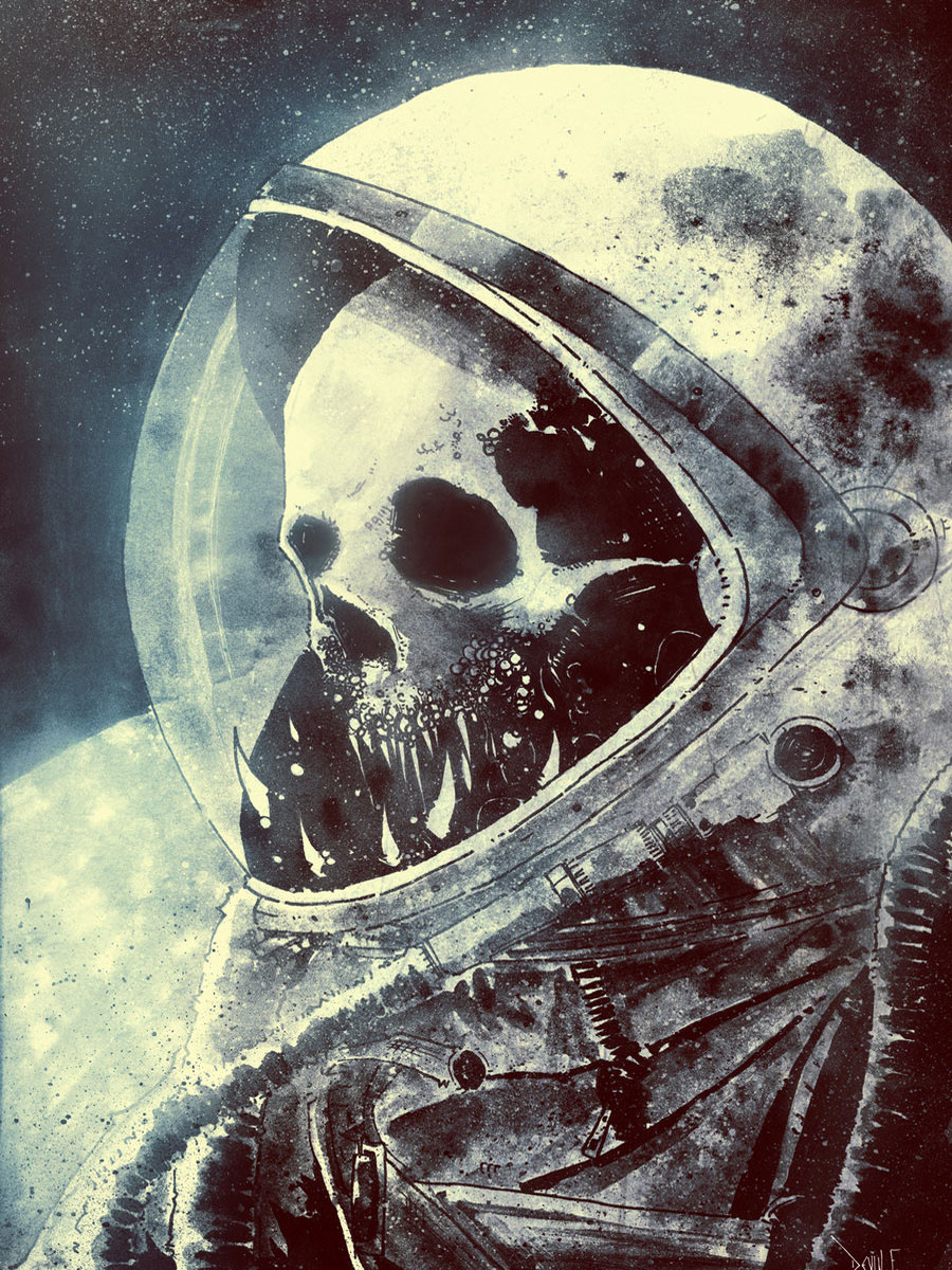 Скелет астронавта в космосе
