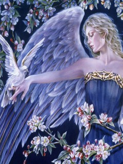 Девушка – Ангел и голубь