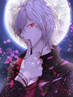 Аниме вампир на фоне Луны