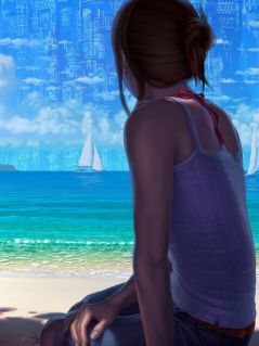 Девочка на пляже и тайный город