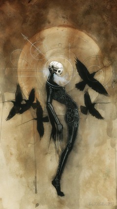 Скелет, поднятый воронами