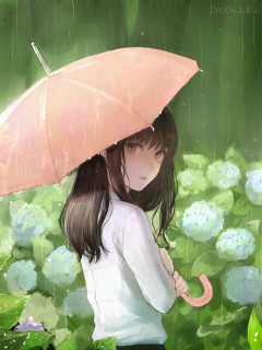 Sankarea, девочка с зонтом под дождём