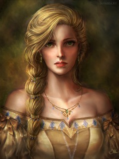 Грустная принцесса с золотыми волосами