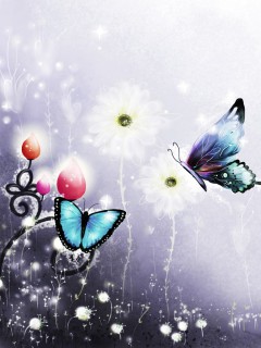 Бабочки и цветы (абстракция)