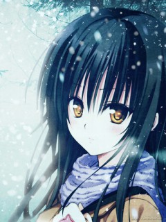 Аниме - девочка в снег