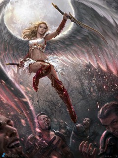 Эльфийка - Ангел в бою
