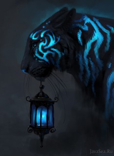 Фэнтези тигр с фонарем