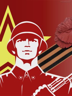 Советский солдат на службе (вектор открытка)