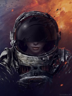 Арт. Девушка – космонавт перед испепелением