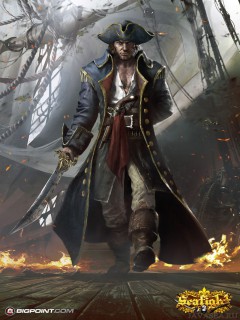 Пират, шагающий по пылающему судну