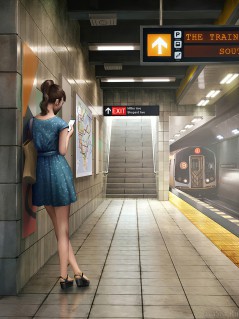 Арт. Девушка в метро