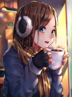 Аниме девушка с горячим шоколадом