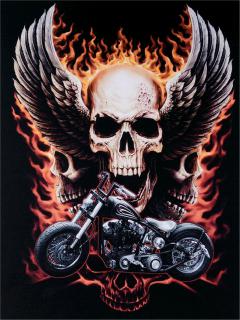 Пламенные черепа и мотоцикл