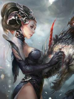 Эльфийка и раненый дракон