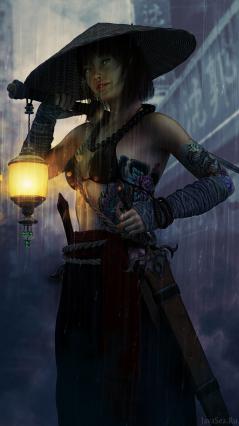 Восточная воительница с фонарём