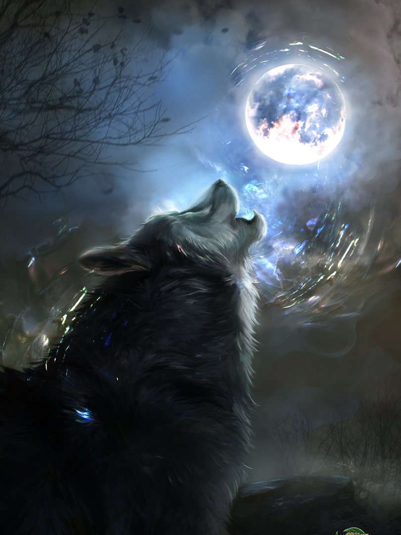 Скачать картинку Магический вой волка на Луну бесплатно