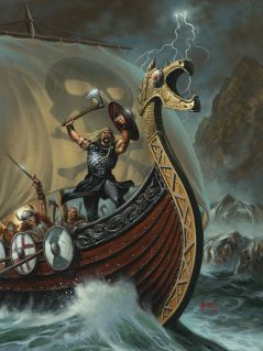 Воинственные викинги в шторм