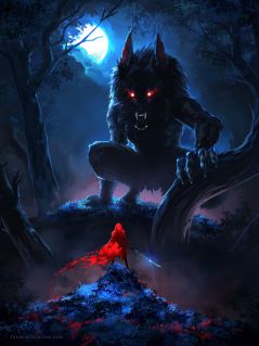 Арт. Красная шапочка - воительница и огромный волк
