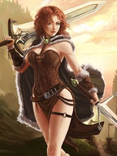 Милая воительница с мечами