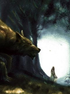 Волк, подстерегающий Красную Шапку