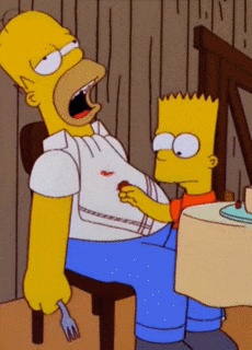 Барт, забрасывающий мясо в рот
