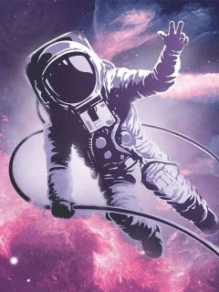 Арт. Космонавт на фоне космического тумана