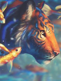 Тигр и рыбки