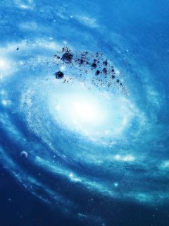 Голубая галактика и астероиды