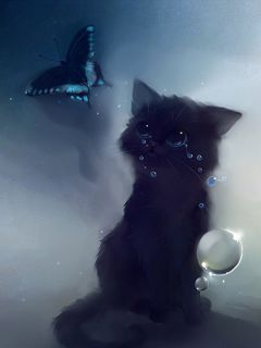 Котёнок и бабочка